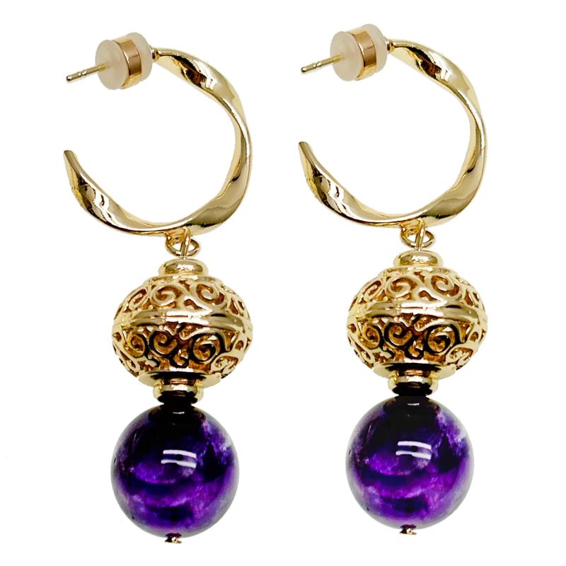 Amethyst Chunky Hoop Earrings image