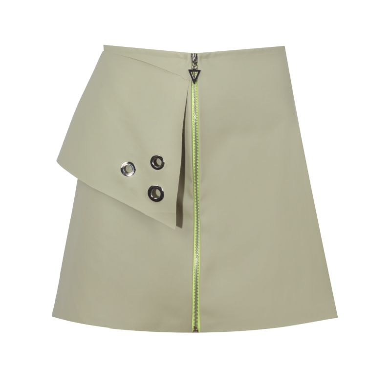 Olive Leather Mini Skirt image