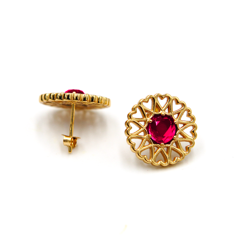 Amoare® Paris Earrings In Gold Vermeil - Ruby Red image