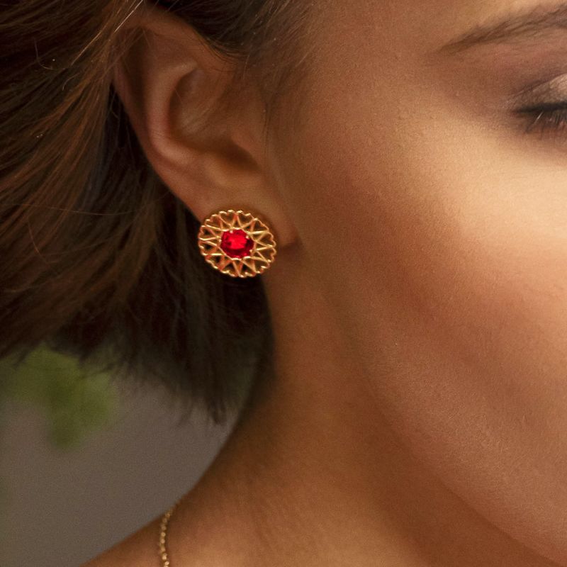 Amoare® Paris Earrings In Gold Vermeil - Ruby Red image