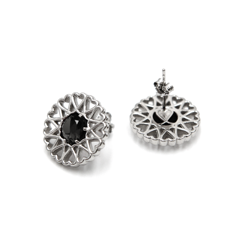 Amoare® Paris Earrings In Sterling Silver - Onyx Black image