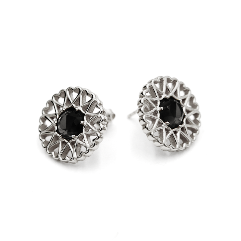 Amoare® Paris Earrings In Sterling Silver - Onyx Black image
