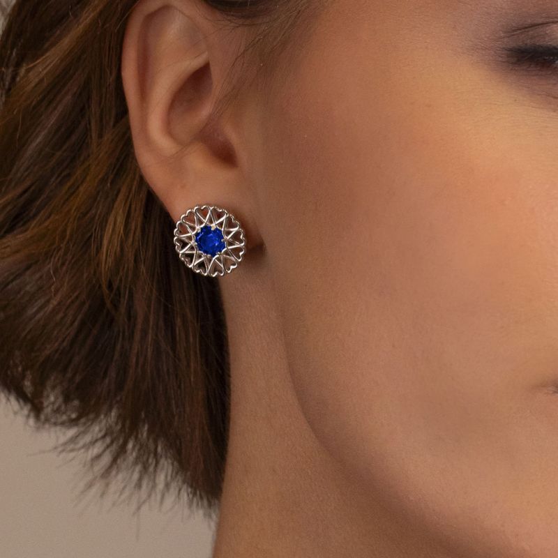 Amoare® Paris Earrings In Sterling Silver - Sapphire Blue image