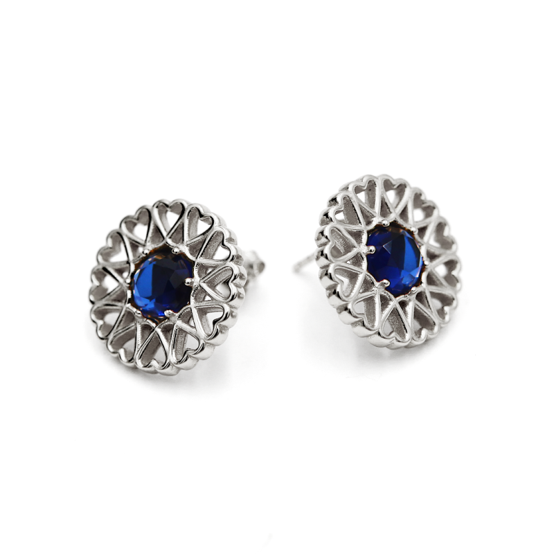 Amoare® Paris Earrings In Sterling Silver - Sapphire Blue image