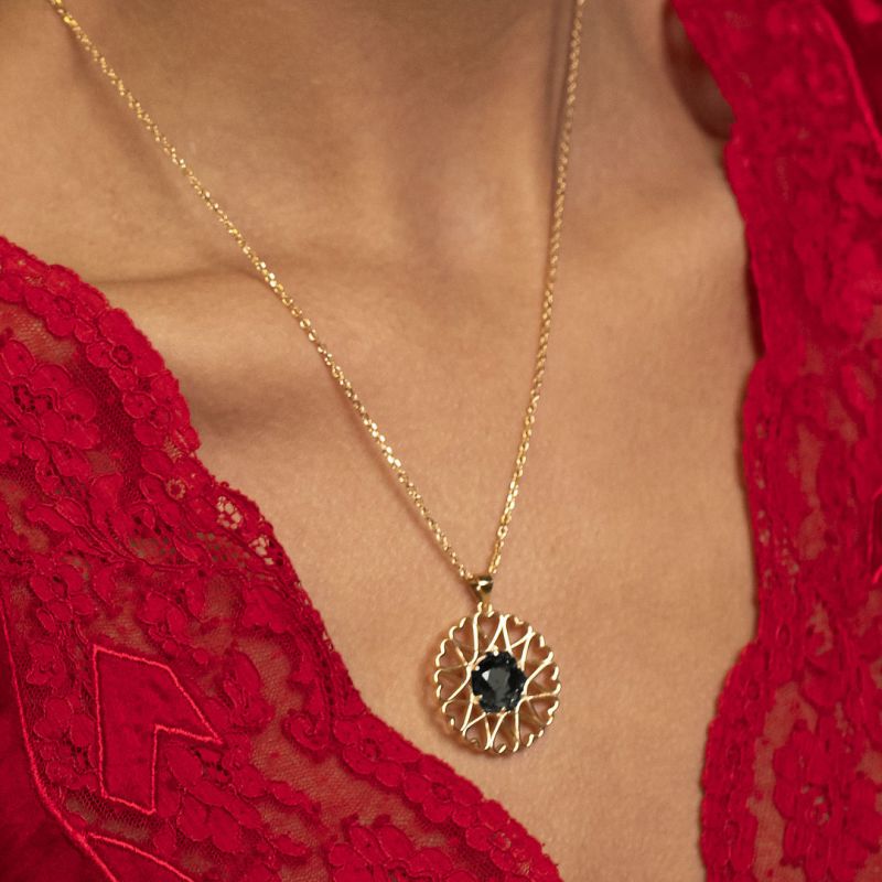 Amoare® Paris Large Necklace In Gold Vermeil - Onyx Black image