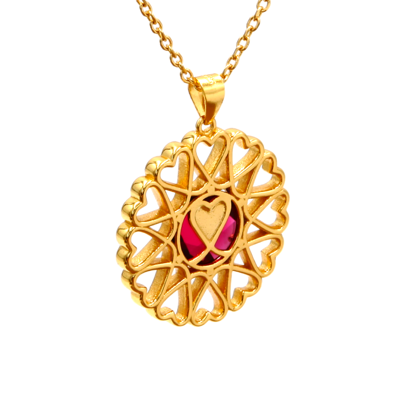 Amoare® Paris Large Necklace In Gold Vermeil - Ruby Red image