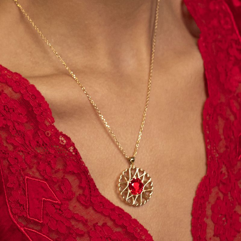 Amoare® Paris Large Necklace In Gold Vermeil - Ruby Red image