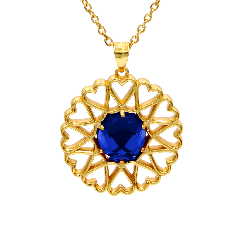 Amoare® Paris Large Necklace In Gold Vermeil - Sapphire Blue image