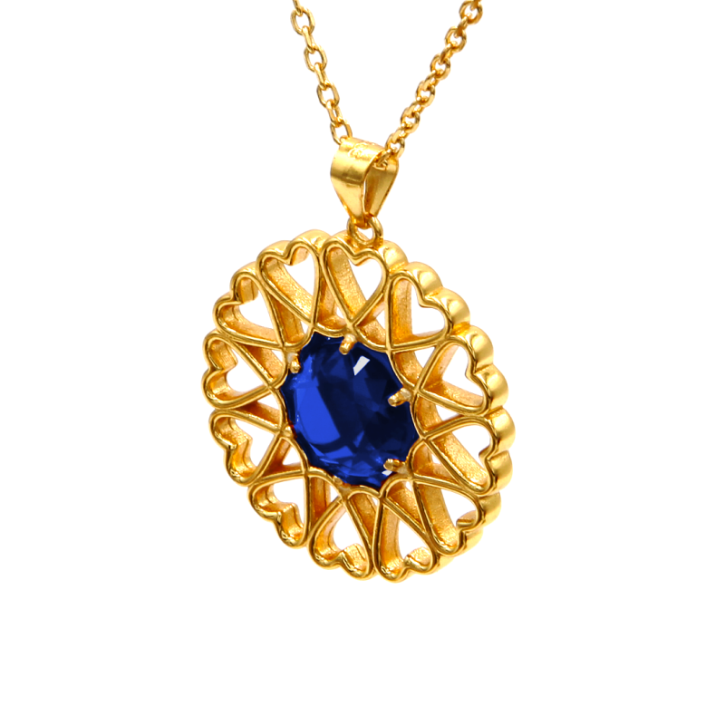 Amoare® Paris Large Necklace In Gold Vermeil - Sapphire Blue image