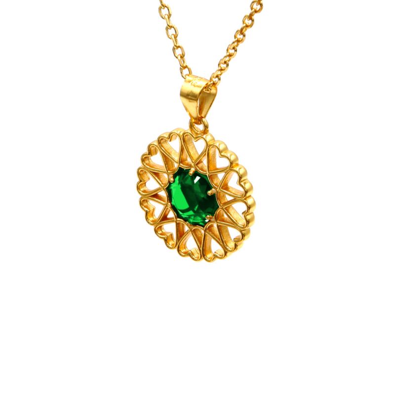 Amoare® Paris Small Necklace In Gold Vermeil - Emerald Green image