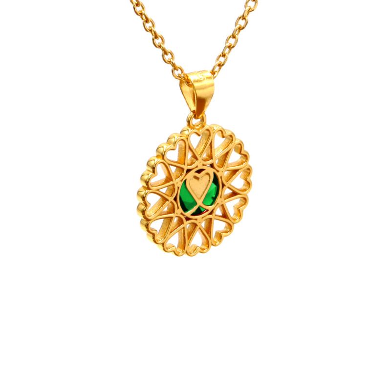 Amoare® Paris Small Necklace In Gold Vermeil - Emerald Green image