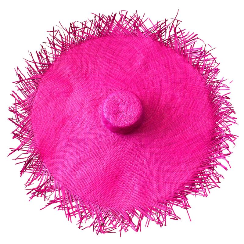 Amora Oversized Woven Straw Hat In Hot Pink image