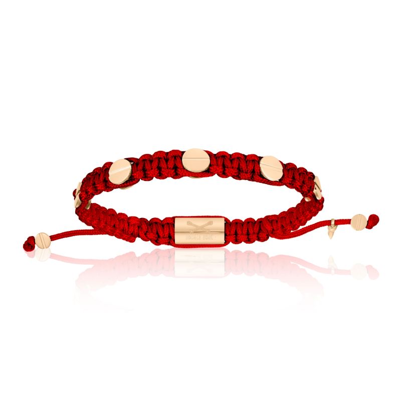 Pink Gold Amore Screws With Red Wine Polyester Bracelet Unisex image