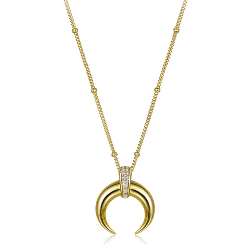 Amun Horn Gold Vermeil Cz Necklace image