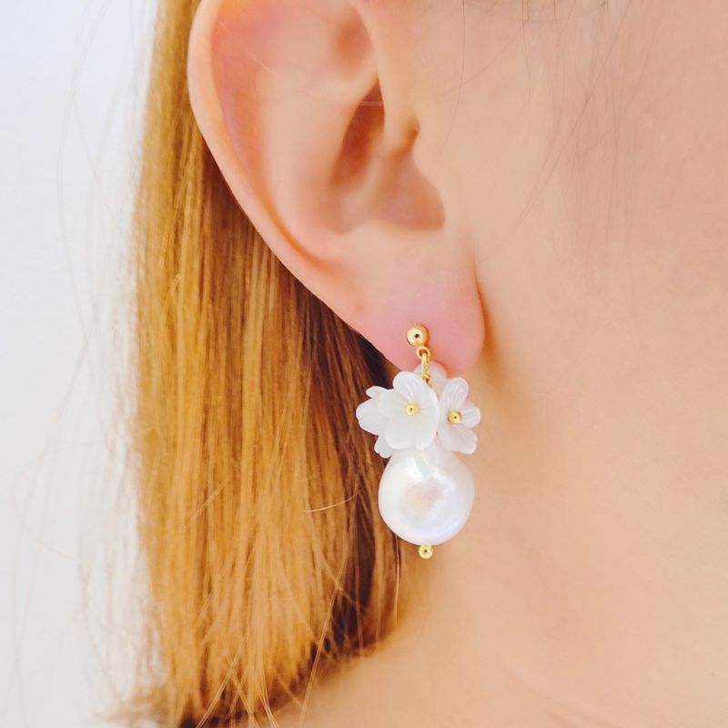 Amy Flower Blossom Pearl Earrings image