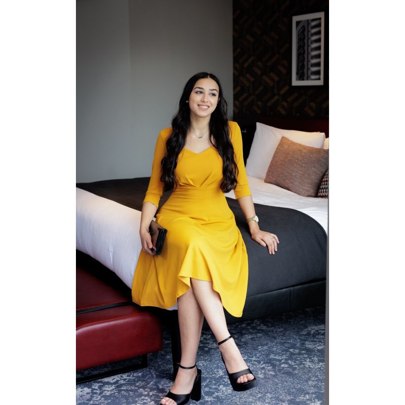 Amy Midi Dress In Golden Yellow image