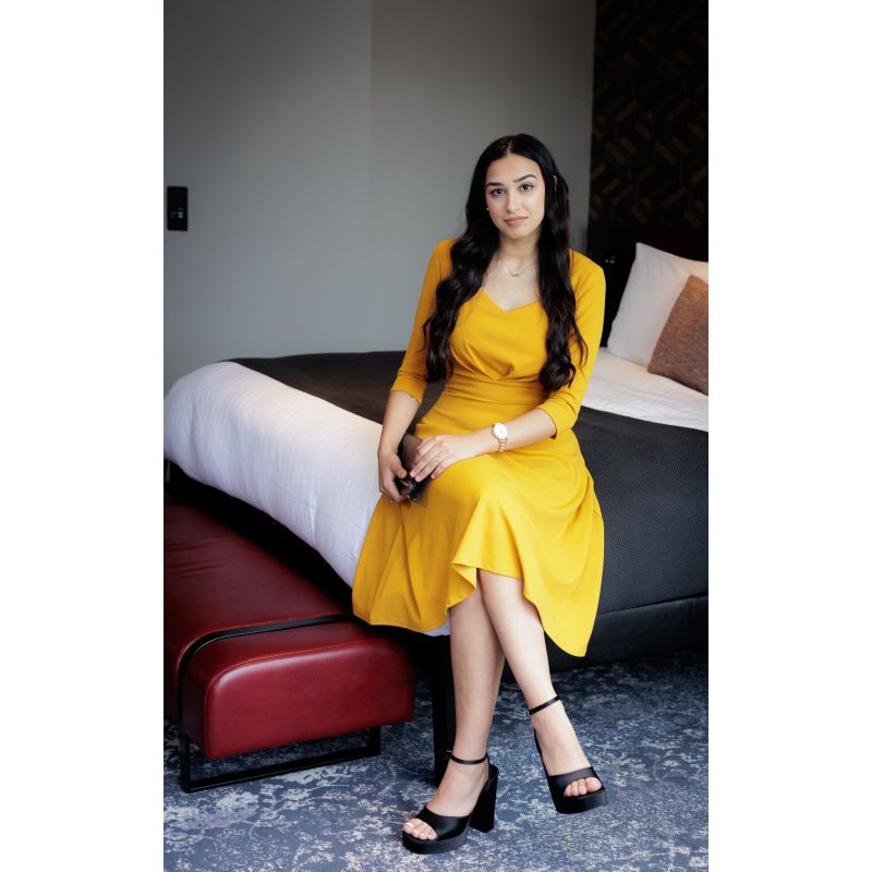 Amy Midi Dress In Golden Yellow image