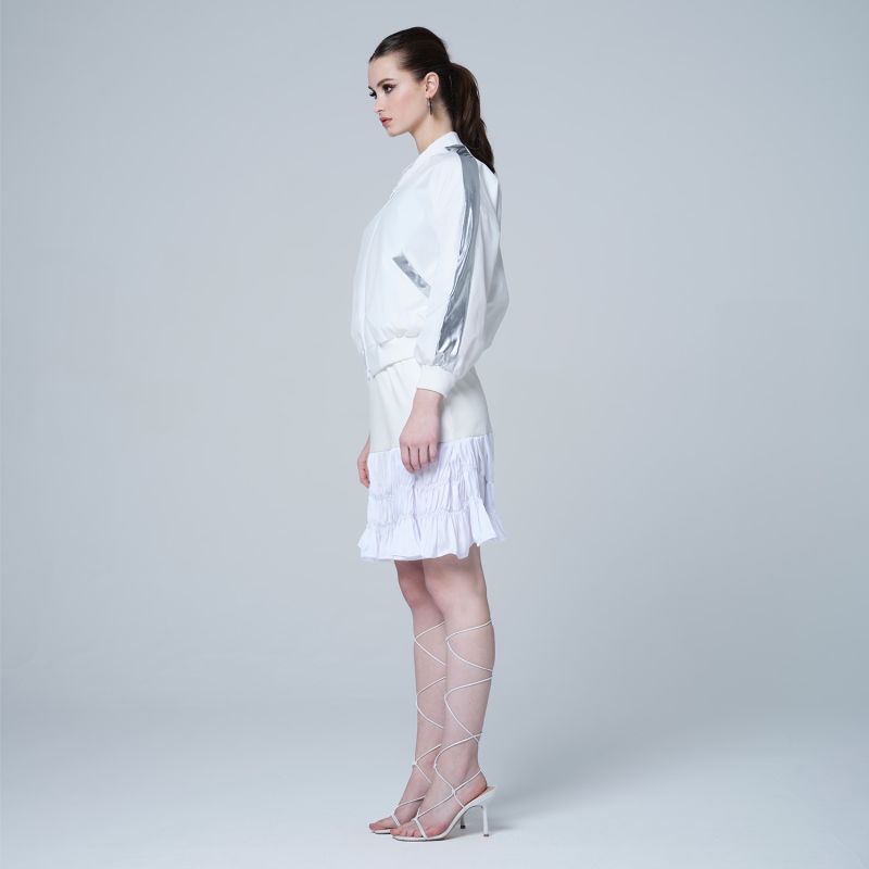 Louise - Vegan Leather & Shibori Skirt - White image