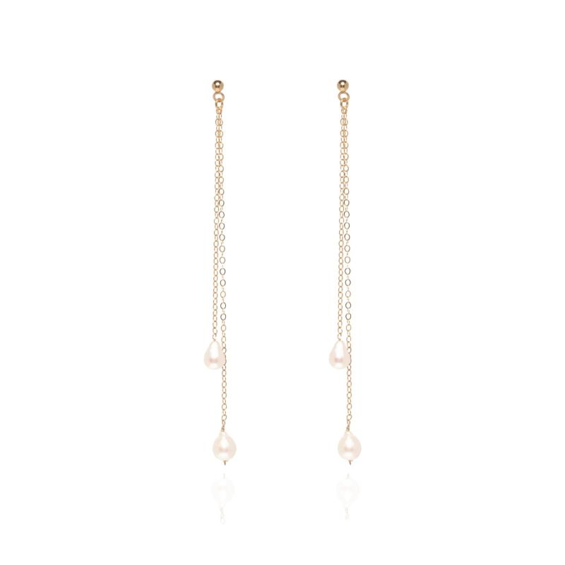 Anais Pearl Layered Gold Drop Earrings image