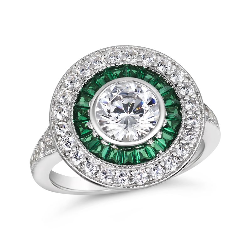 Anastasia Halo Ring Emerald image
