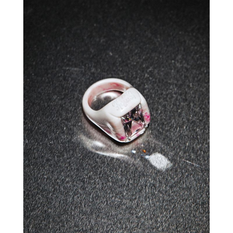 Recycled Plastic Stone Ring Pink image