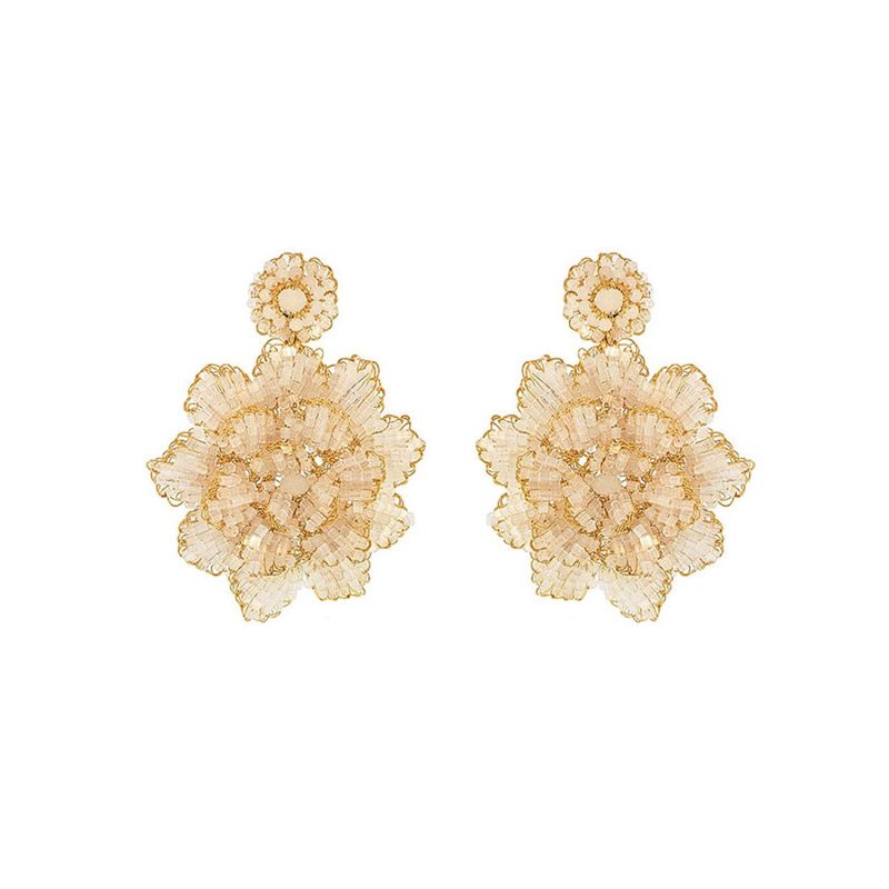 White & Gold Blossom Handmade Earrings image