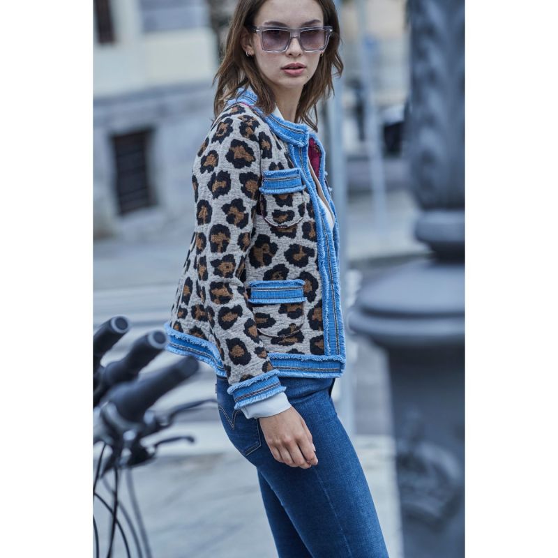 Animal print 2025 denim jacket