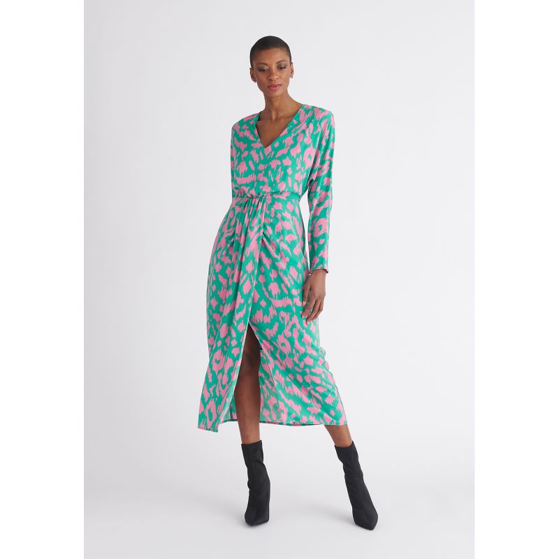 Animal-print Bustier Midi Dress