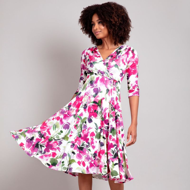 Annie Floral Dress In Fuchsia Florals Print image