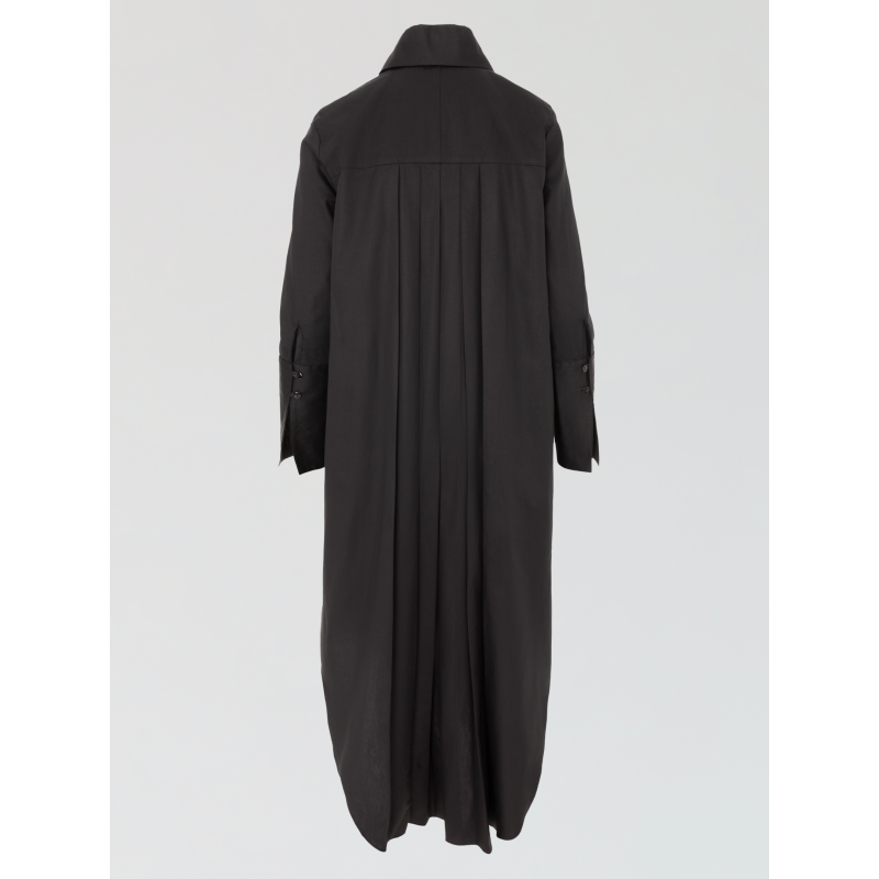 Antoine | Gots Organic Cotton Pleated Shirt Dress In Black image