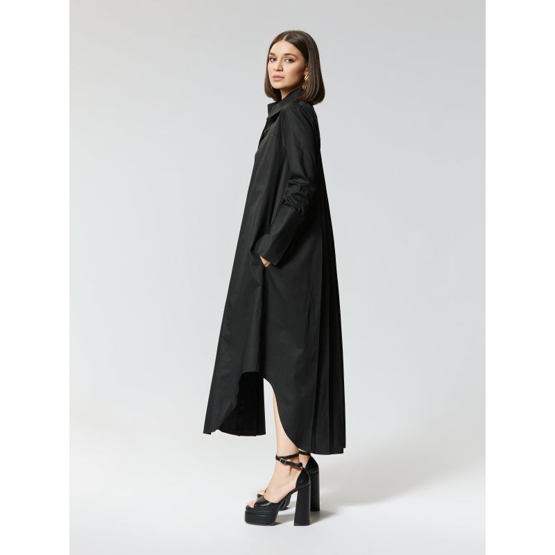 Antoine | Gots Organic Cotton Pleated Shirt Dress In Black image