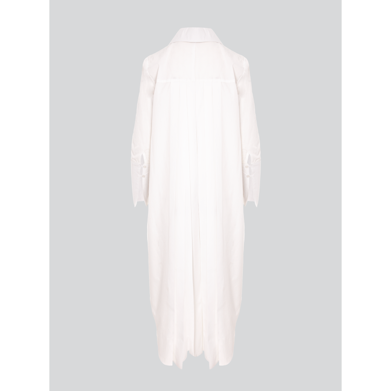 Antoine | Gots Organic Cotton Pleated Shirt Dress In White image