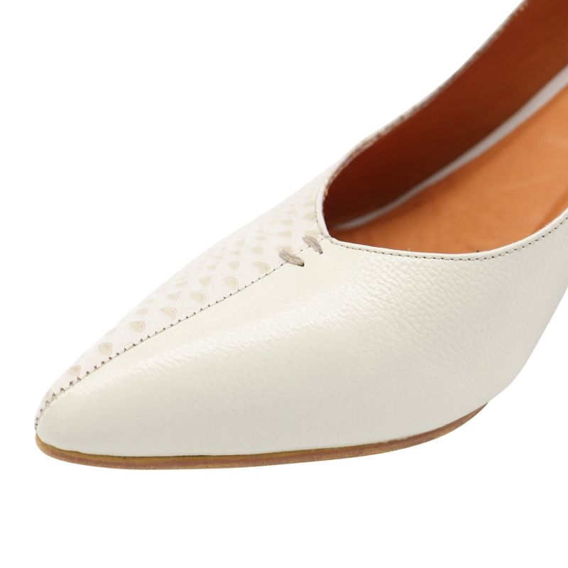 Antoinette Slip-On Heels In Ivory & Croc Embossed Leather image