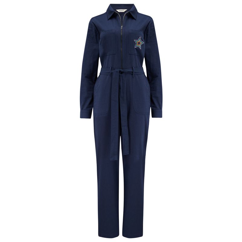 Anwen Boilersuit Navy, Rainbow Star - Blue image