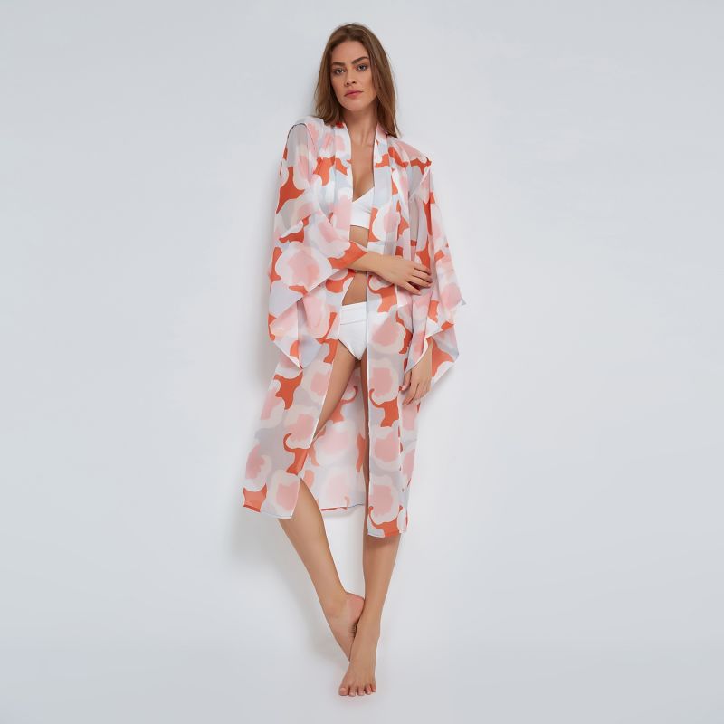 Flower Kimono In Coral image