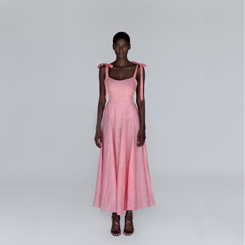 Kaya Maxi Linen Dress - Pink & Purple image