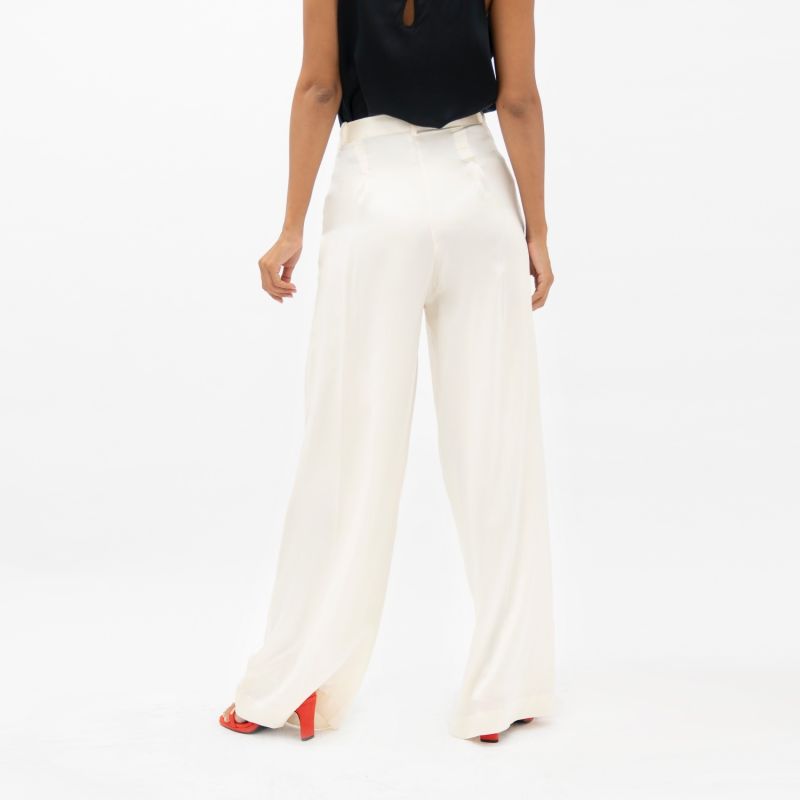 Branson Silk White Leg Pants In Pearl White image