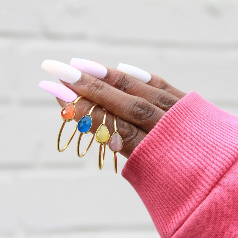 Spring Life Orange Gemstone Hoop Earrings image