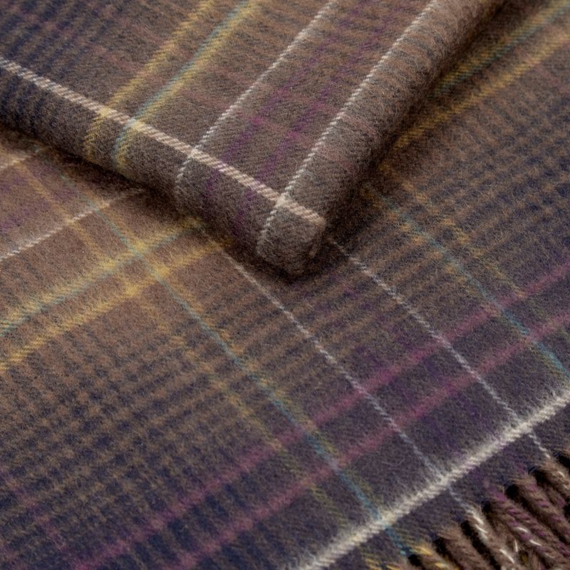 Cashmere Throw in Dark Purple, Navy and Mustard Plaid image