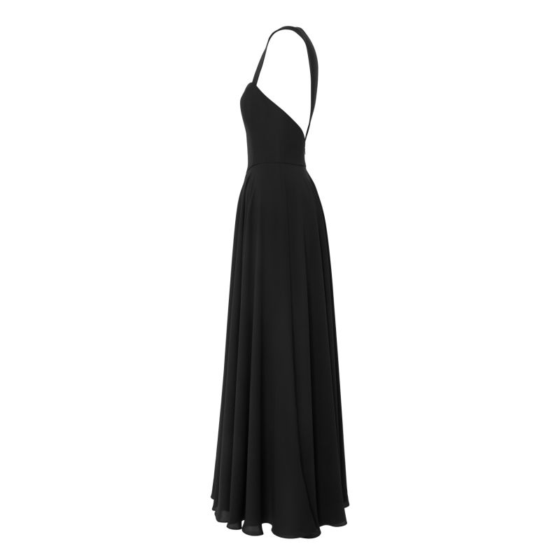 Apex Maxi Dress With Sailor Collar Straps And Open Back In Midnight Black image