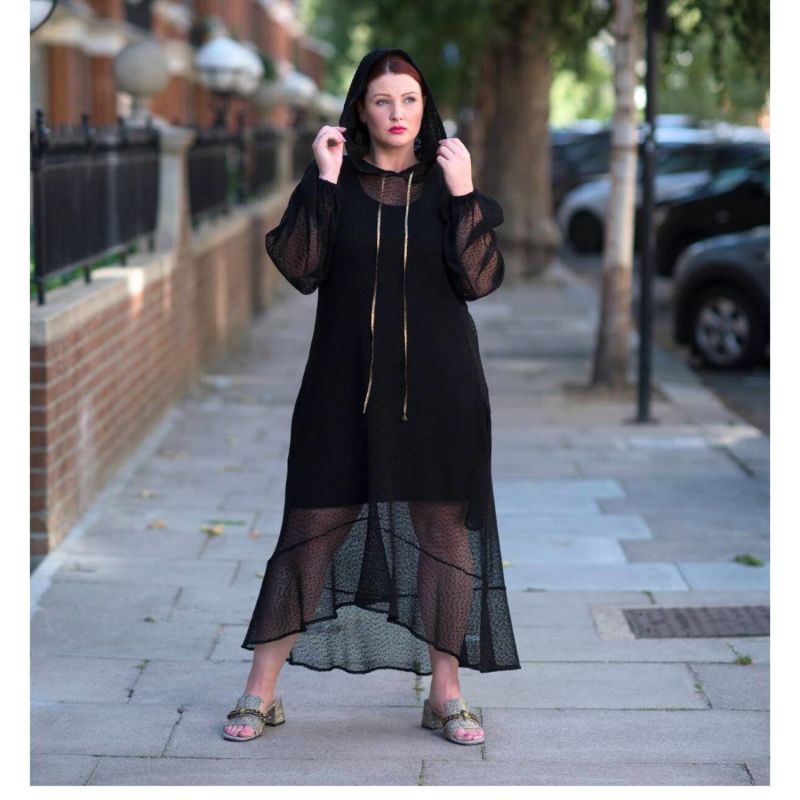 Aphrodite Black Holiday Resort Midi Dress With Hoodie image