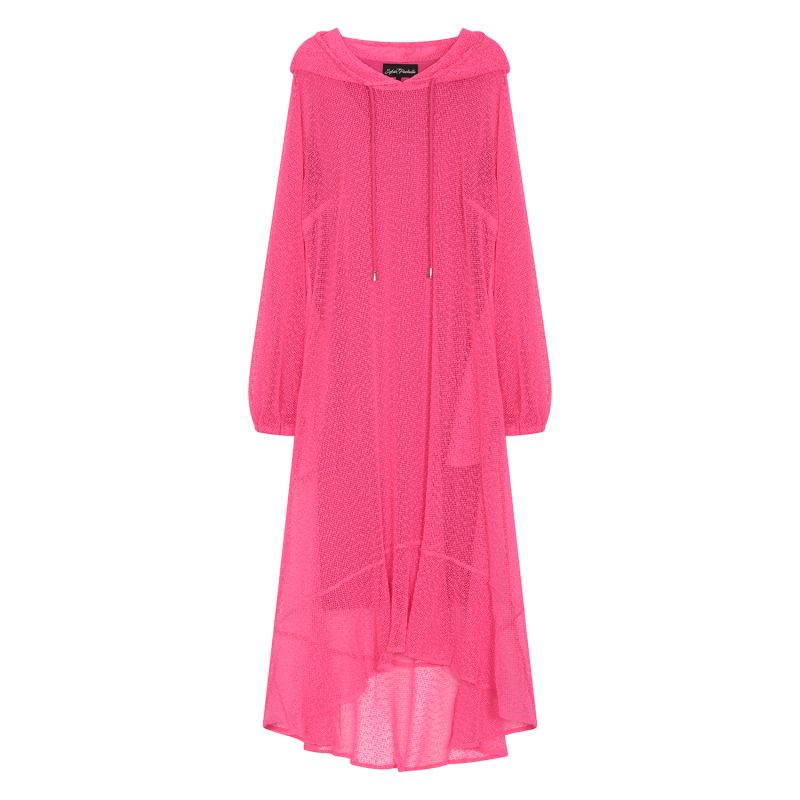 Aphrodite Hot Pink Holiday Resort Midi Dress With Hoodie image