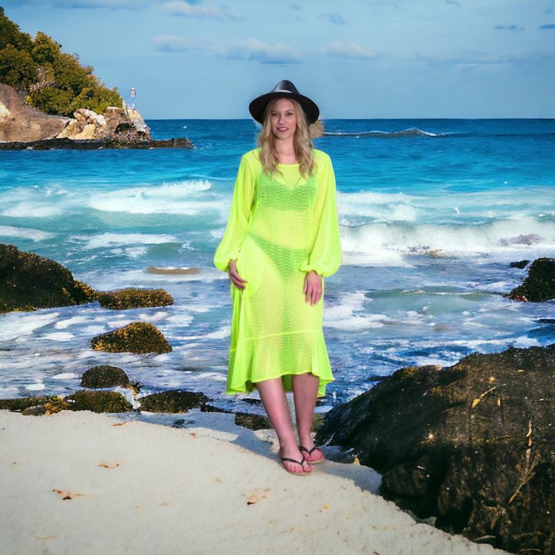 Aphrodite Neon Lime Holiday Resort Midi Dress image