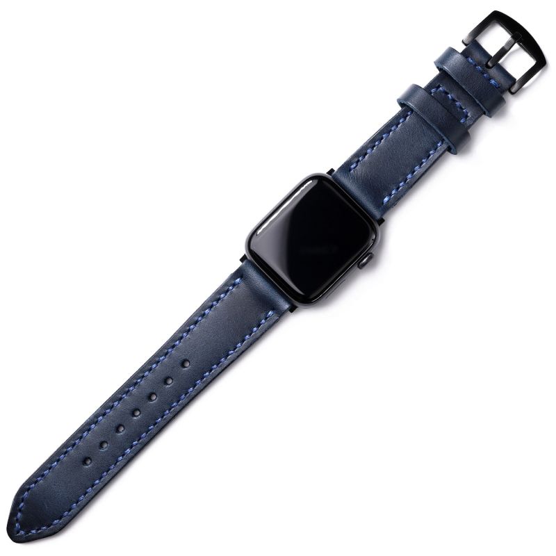 Apple Watch Ultra Custom Made Leather Watch Strap - Indigo Blue image