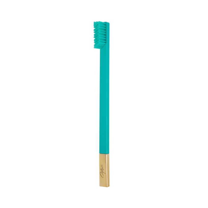 Apriori Turquoise Blue Gold Medium Toothbrush image