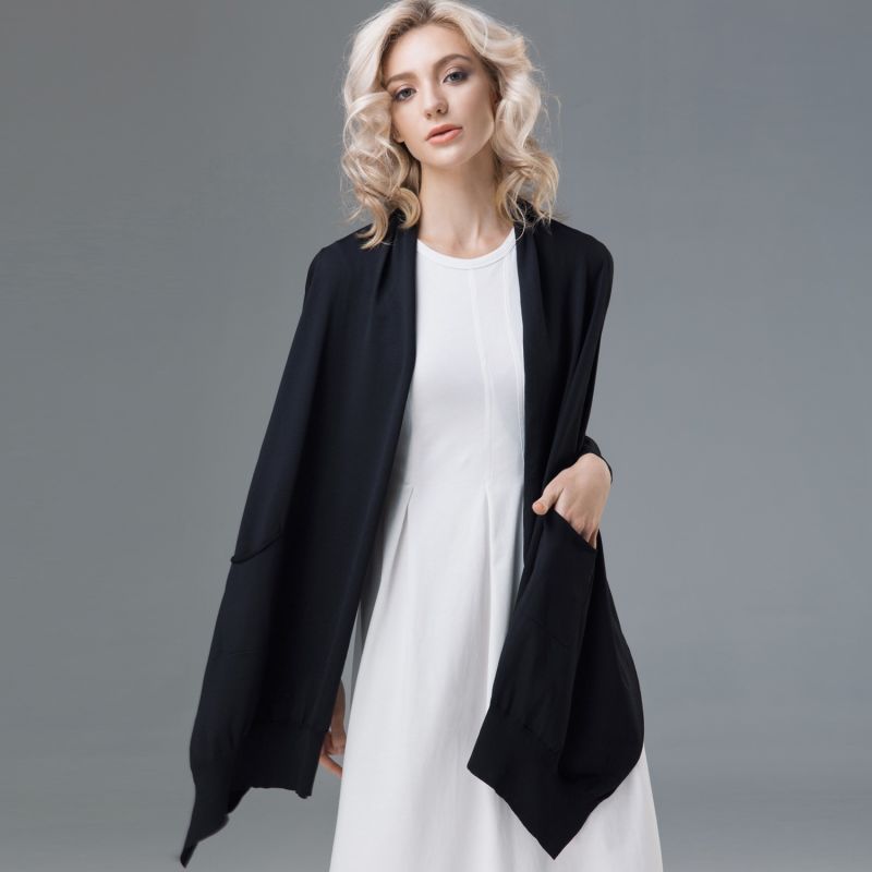 Knitted Black Wrap Cardigan image