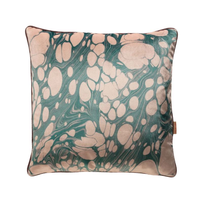 Aqua Mini Marbled Velvet Cushion image