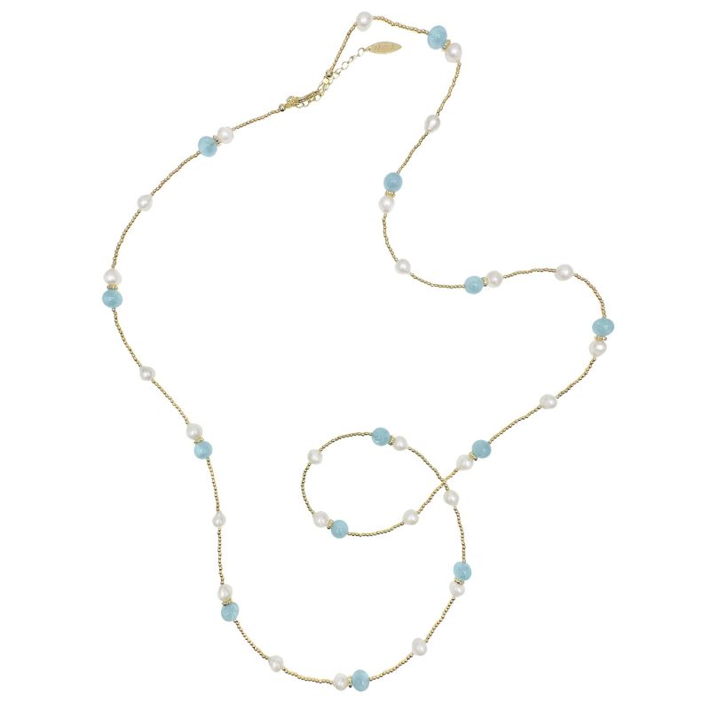 Aquamarine And Freshwater Pearls Long Necklace image