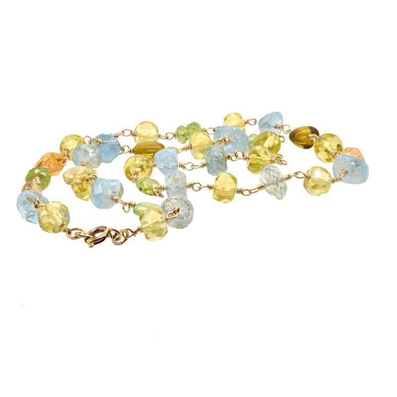 Aquamarine, Peridot, Citrine Gold Necklace image