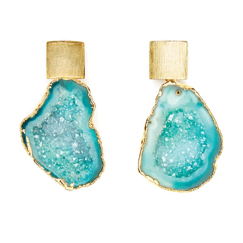 Aquamarine Rocks In The Sky Green Earrings image